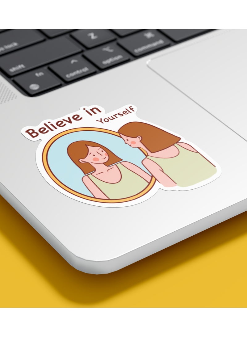 Boomah Accessories 1-Piece Creative Motivation Girl Power Waterproof Vinyl Stickers, Believe in yourself for Laptop , Mobile , Mug , Skateboard , Guitar for kids, adult , girls, nursery 8x6cm - Image 1