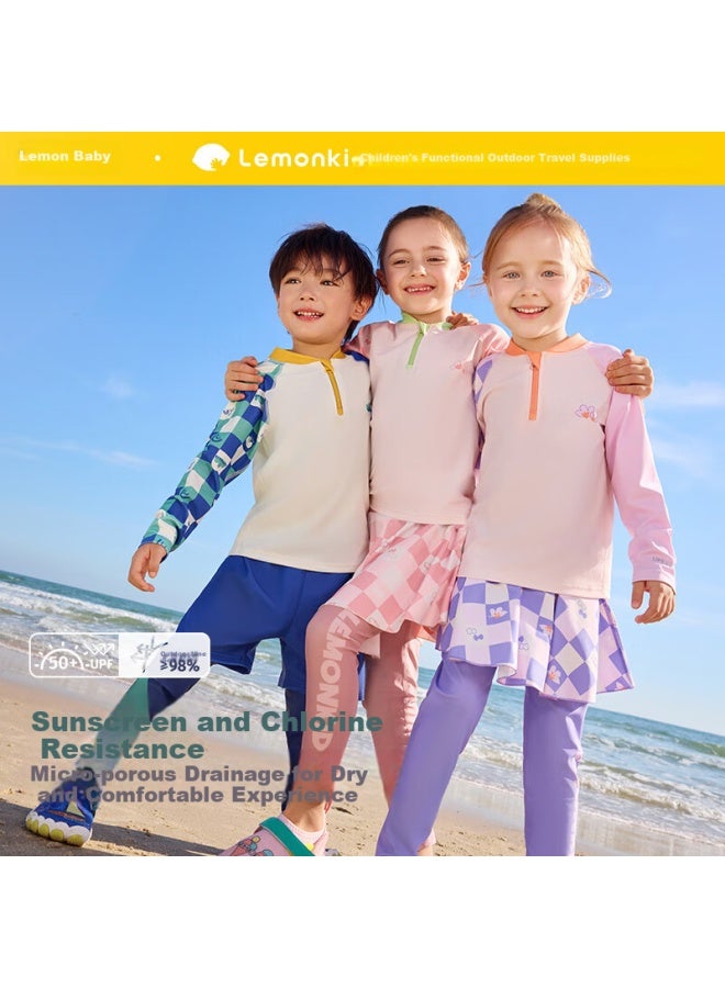 Lemonkid Children's Swimwear, Boys And Girls Swimsuit, Long-sleeve And Long-pants Two-piece Set, Sun Protection Baby Swimwear, Cocoa Milkshake Brown, Size 130 - Image 2