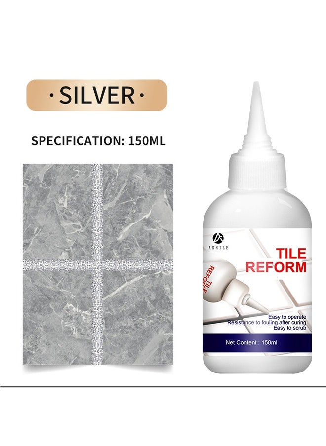 ASHILE Tile Reform,Tiling Tile Repair ,Tile Gap Refill Agent ,Tile Reform Coating Mold Cleaner ,Tile Sealer Repair Glue -Silver（150ML）  - Image 2