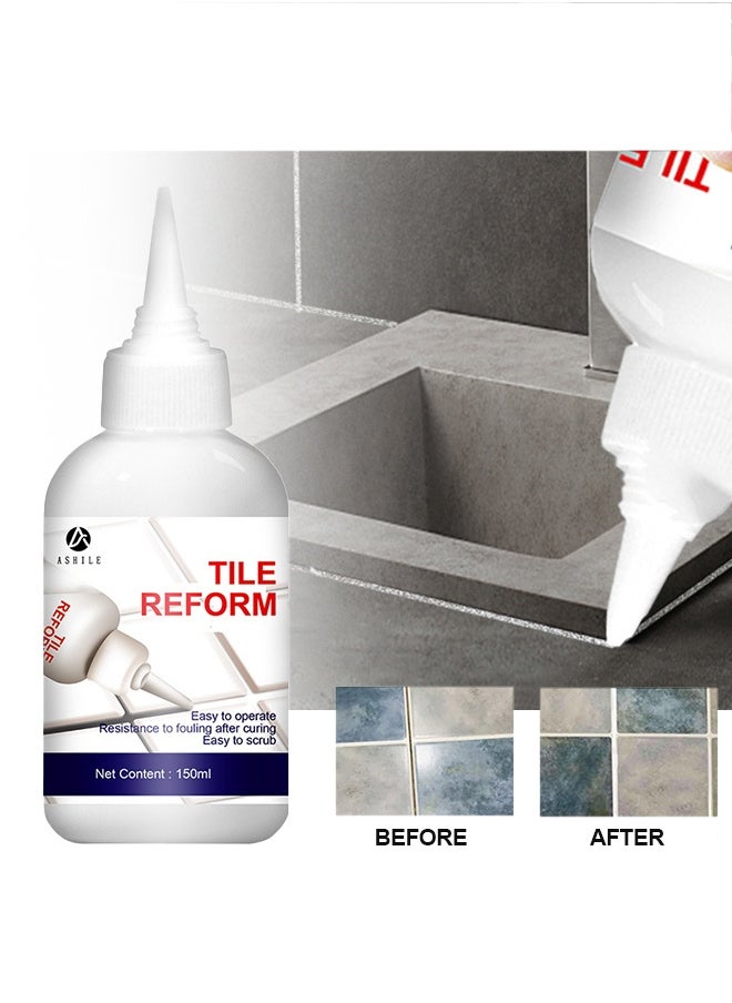 ASHILE Tile Reform,Tiling Tile Repair ,Tile Gap Refill Agent ,Tile Reform Coating Mold Cleaner ,Tile Sealer Repair Glue -Silver（150ML）  - Image 1
