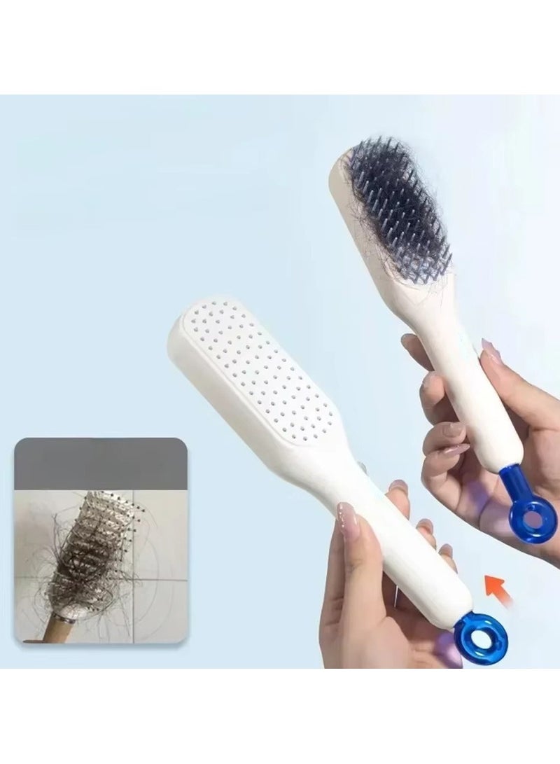 2PCS Self Cleaning Cleaning Hair Brush Anti Self Static Soft Massage Hair Comb Salon Hairbrush Easy Clean for All Hair Types - Image 4