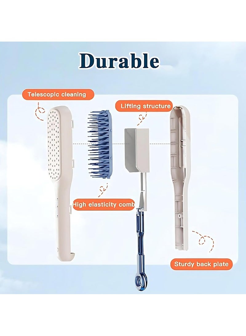2PCS Self Cleaning Cleaning Hair Brush Anti Self Static Soft Massage Hair Comb Salon Hairbrush Easy Clean for All Hair Types - Image 5