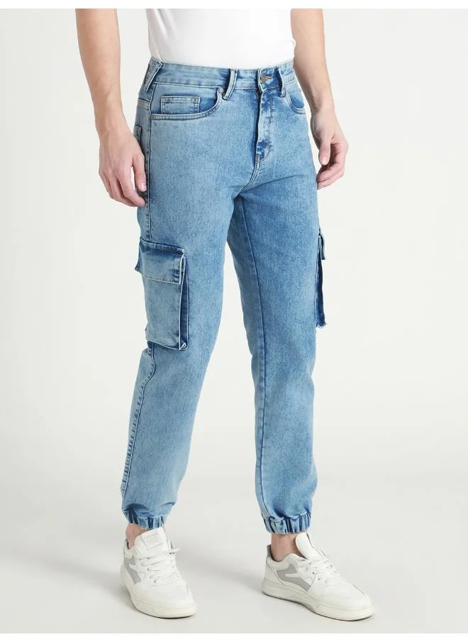 دينيس لينغو Men's Regular Fit Light Blue Stretch Denim Jeans - Casual Comfort