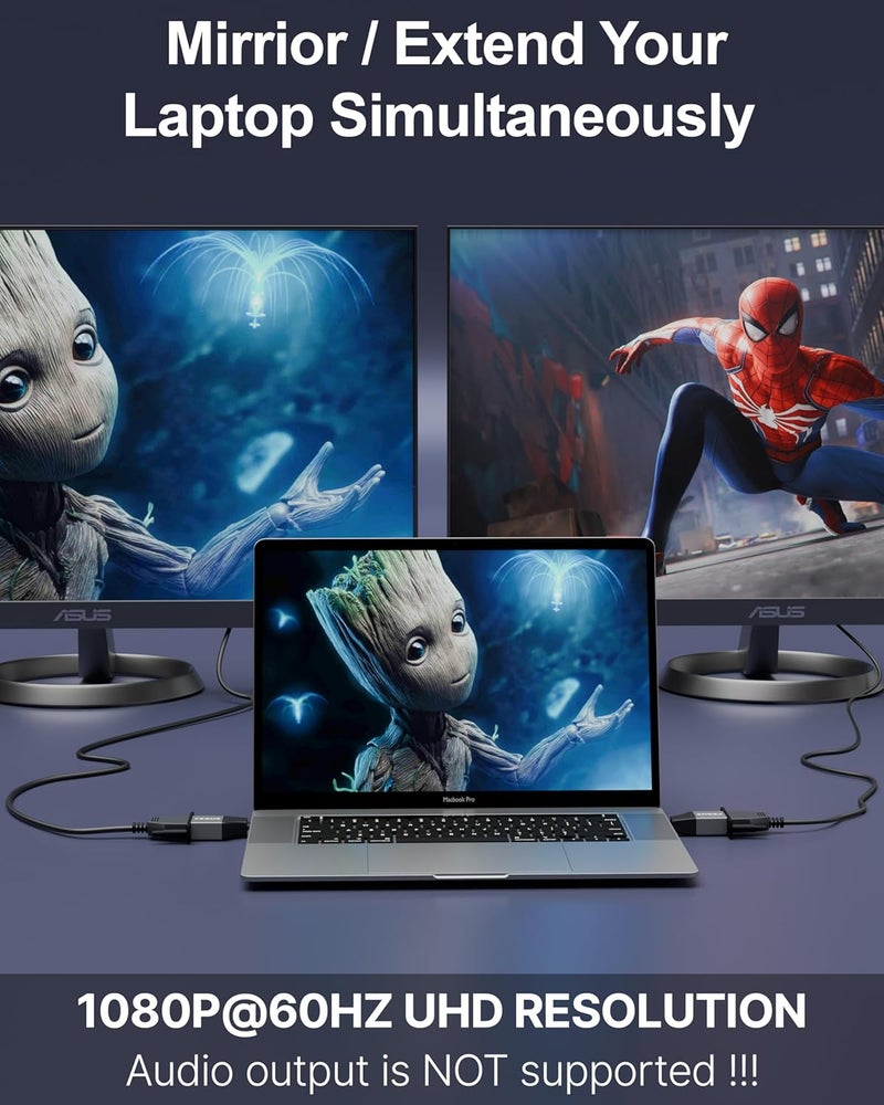 FEDUS USB C to VGA Adapter 1080P@60Hz Type C Male to VGA Female Adapter Converter Cable Thunderbolt to VGA Adapter Compatible with IPhone15, MacBook Pro/Air, iPad, Dell XPS, Surface Book, Pixelbook - Image 5