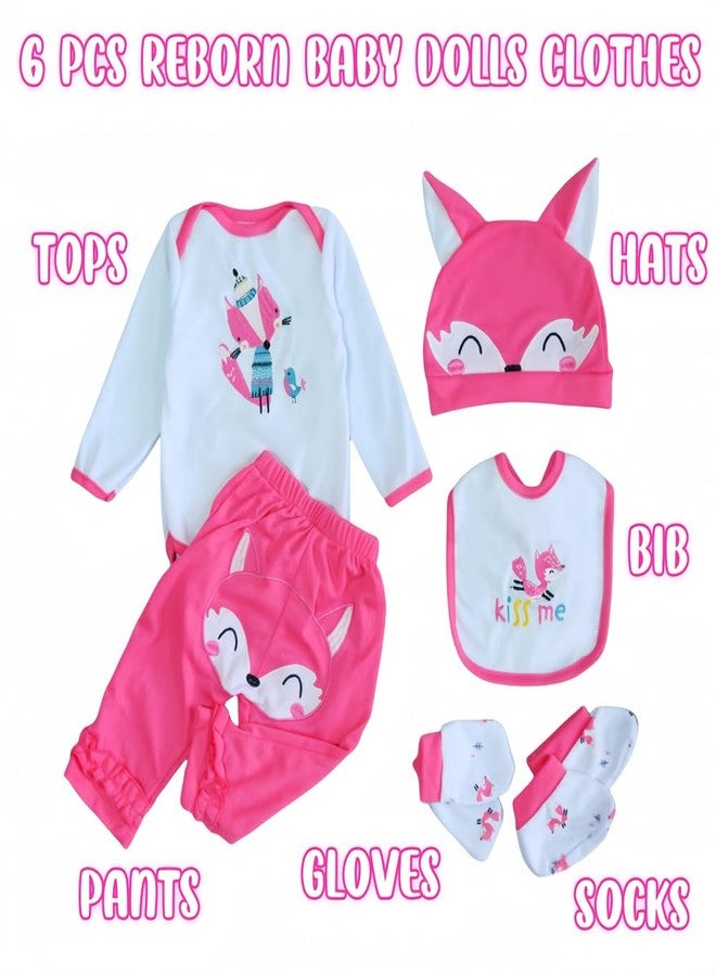 MAIHAO Reborn Baby Dolls Clothes Little Fox Outfit for 17-24 Inch Reborn Newborn Baby Dolls Clothes Accessories with Hat, Bib, Gloves and Socks Baby Clothing 6pcs Set - Image 2