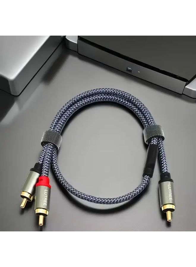 كابل صوتي Cat5e إيثرنت من RCA ذكر إلى مزدوج RCA ذكر 118 بوصة 11 بوصة موصلات مستديرة ناعمة متميزة لوحة - Image 1