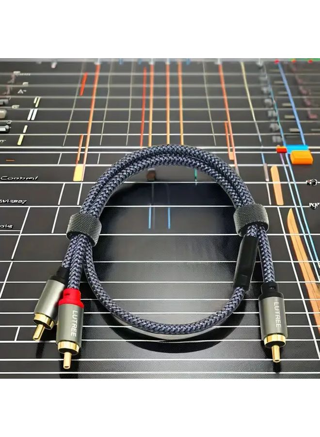 كابل صوتي Cat5e إيثرنت من RCA ذكر إلى مزدوج RCA ذكر 118 بوصة 11 بوصة موصلات مستديرة ناعمة متميزة لوحة - Image 4