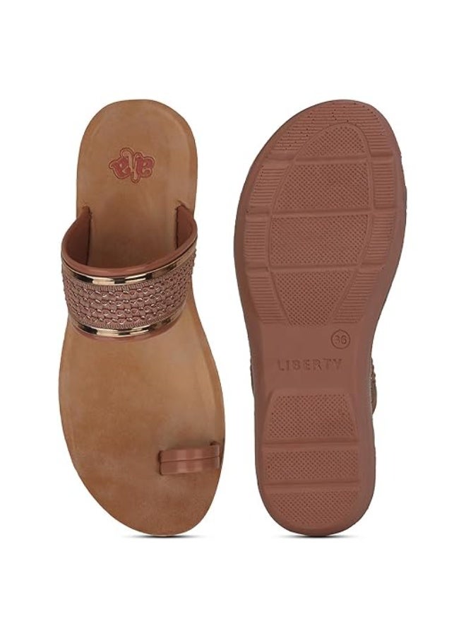 Liberty A-HA LPU-14 Casual Toe Ring Sandal For Women - Peach, PU Slip-on Sandal - Stylish Footwear for Travel, Office & Home - Soft Padded Sole - Lightweight and Durable - Outdoor Chappal for Women - Image 2