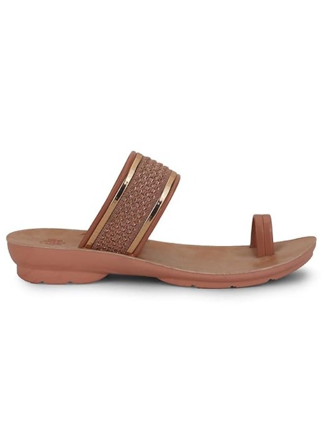 Liberty A-HA LPU-14 Casual Toe Ring Sandal For Women - Peach, PU Slip-on Sandal - Stylish Footwear for Travel, Office & Home - Soft Padded Sole - Lightweight and Durable - Outdoor Chappal for Women - Image 3
