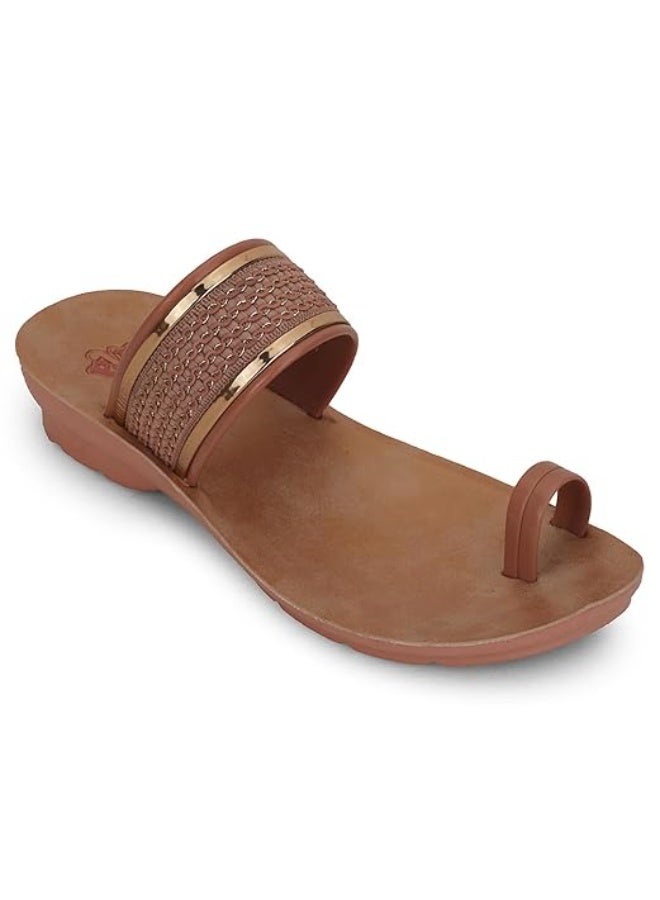 Liberty A-HA LPU-14 Casual Toe Ring Sandal For Women - Peach, PU Slip-on Sandal - Stylish Footwear for Travel, Office & Home - Soft Padded Sole - Lightweight and Durable - Outdoor Chappal for Women - Image 1