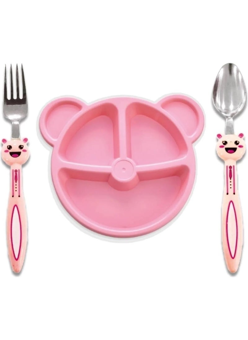 Baby 3 Piece Rabbit Figured Child Fork Spoon and Food Plate Set (Pink) - pzsku/Z53113EADB6AC2D9E0D34Z/45/_/1728631074/a06a95bc-6f28-439a-bda9-c706a89b69f0