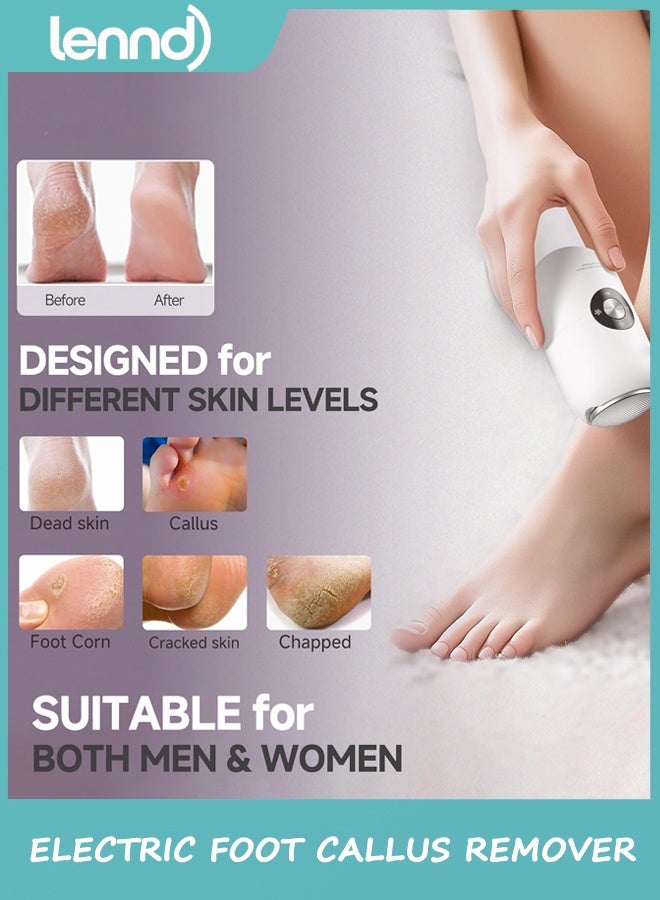 LENND Electric Foot Callus Remover for Women Men, Rechargeable Electric Foot File Tool with Stainless Steel Heads, Portable Feet Grinder for Cracked Dry Heels Dead Skin Calluses - Image 3