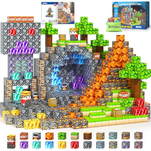 Gooidea Magnetic Blocks 150 Magnetic Building Blocks STEM Toy Stacking Mine Magnet World Craft Cubes for Kids Game Gift for Boys Girls Age 35 57 48 812 - Image 1
