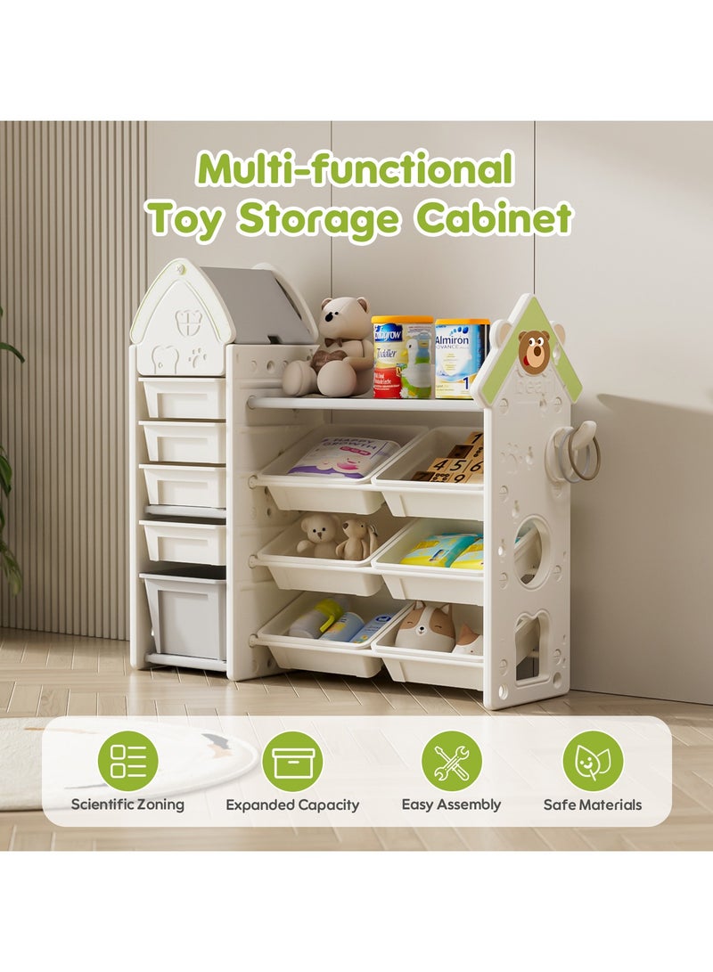 بوكولا منظم العاب أطفال صندوق تخزين العاب - منظّم مُقسّم مع 10 صناديق تخزين كبيرة للألعاب والفنون والحرف اليدوية، سهل التركيب بحواف ناعمة - Image 2