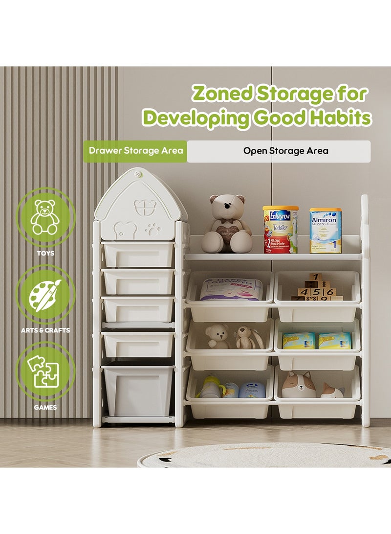 بوكولا منظم العاب أطفال صندوق تخزين العاب - منظّم مُقسّم مع 10 صناديق تخزين كبيرة للألعاب والفنون والحرف اليدوية، سهل التركيب بحواف ناعمة - Image 3