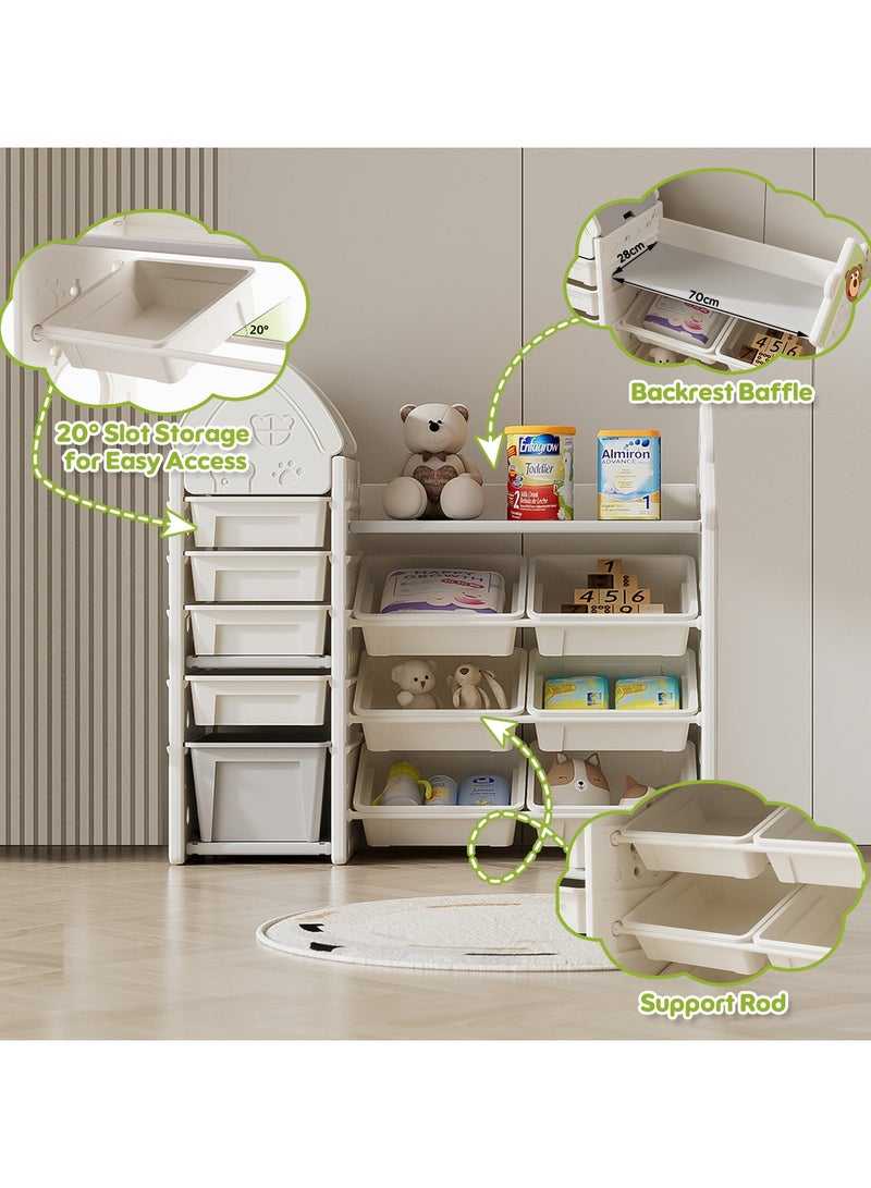 بوكولا منظم العاب أطفال صندوق تخزين العاب - منظّم مُقسّم مع 10 صناديق تخزين كبيرة للألعاب والفنون والحرف اليدوية، سهل التركيب بحواف ناعمة - Image 4