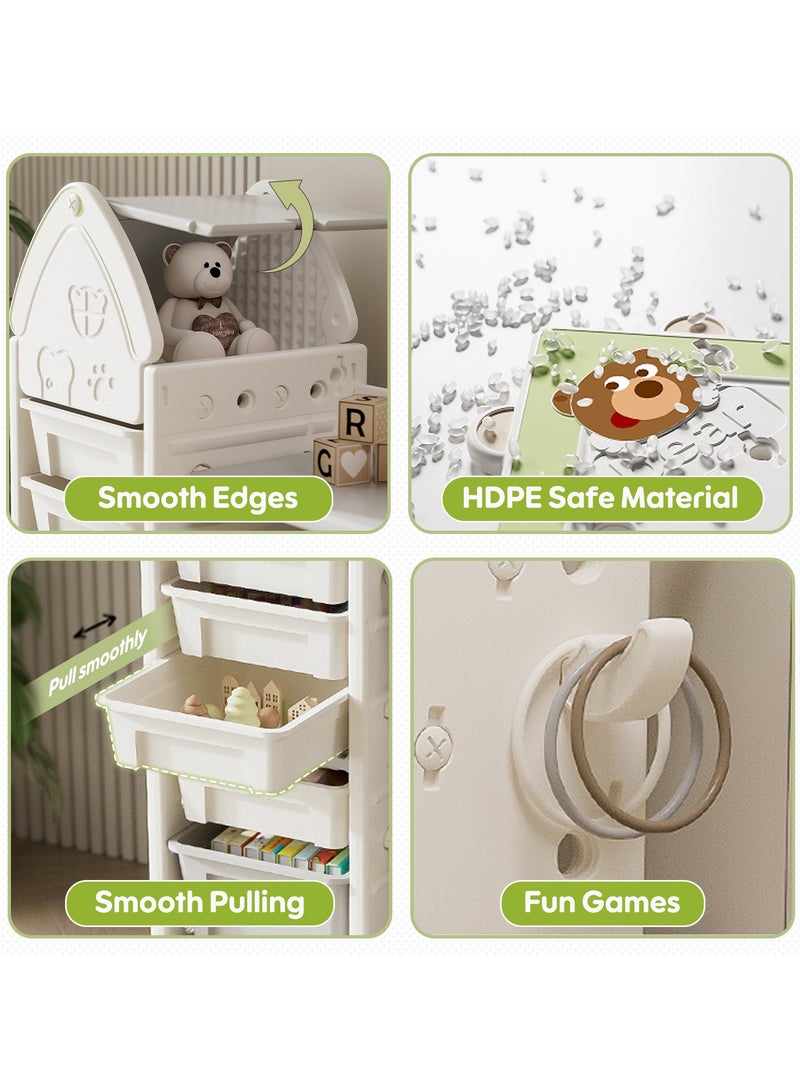 بوكولا منظم العاب أطفال صندوق تخزين العاب - منظّم مُقسّم مع 10 صناديق تخزين كبيرة للألعاب والفنون والحرف اليدوية، سهل التركيب بحواف ناعمة - Image 5