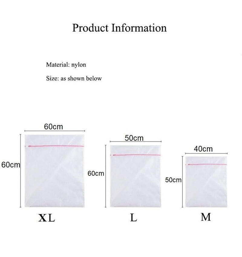 MobFest MobFest 3Pcs Washable Protective Mesh Net Zipper Wash Nylon Laundry Bag for Delicate Clothes Undergarments MLXL  - Image 2