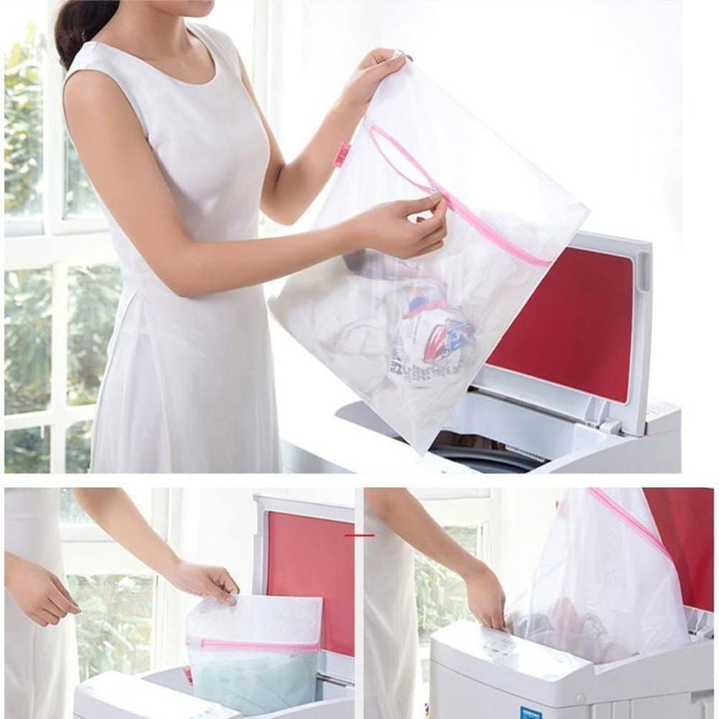 MobFest MobFest 3Pcs Washable Protective Mesh Net Zipper Wash Nylon Laundry Bag for Delicate Clothes Undergarments MLXL  - Image 3