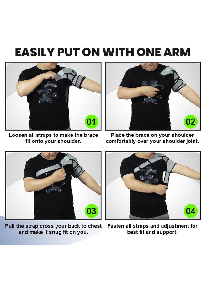 Hannea دعامة الكتف هانيا للنساء والرجال، كم ضغط الكتف لتمزق الكفة المدورة، تخفيف ألم مفصل الكتف، الكتف المخلوع، تناسب قابل للتعديل لذراع اليسار واليمين، نايلون - Image 2