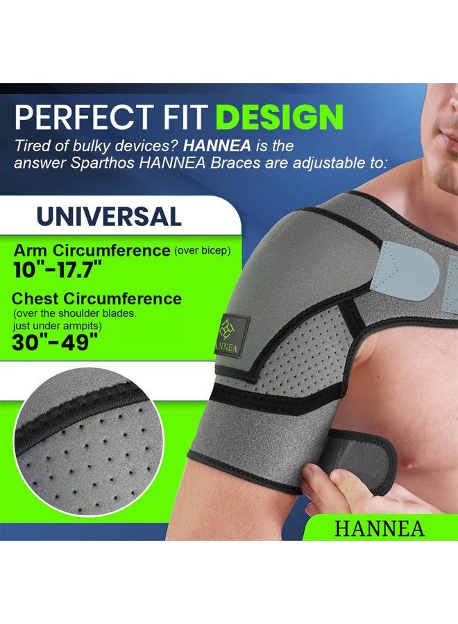 Hannea دعامة الكتف هانيا للنساء والرجال، كم ضغط الكتف لتمزق الكفة المدورة، تخفيف ألم مفصل الكتف، الكتف المخلوع، تناسب قابل للتعديل لذراع اليسار واليمين، نايلون - Image 5