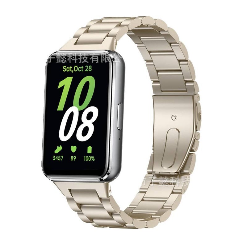 سوار ساعة ذكية سوار معدني من الستانلس ستيل متوافق مع Samsung Galaxy Watch بملاءمة قابلة للتعديل وحزام بديل باللون Starlight قابل للتعديل - Image 1