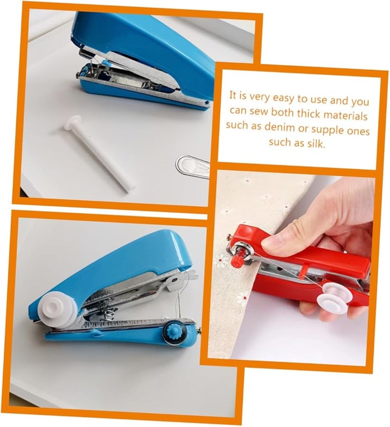 Housoutil 4pcs Portable Mini Handheld Sewing Machine Kit For Quick Repairs DIY Crafts Mending - Image 4