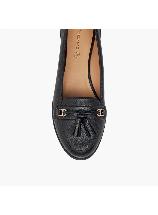 Paprika Women Textured Slip-On Loafers with Tassel Detail