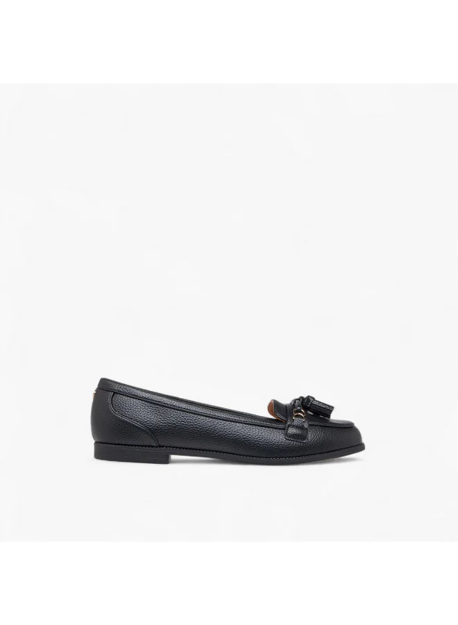Paprika Women Textured Slip-On Loafers with Tassel Detail