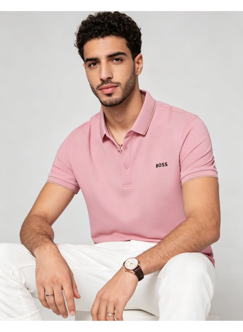 BOSS Men's Slim-Fit Short Sleeve Polo Shirt - Pink - Image 1