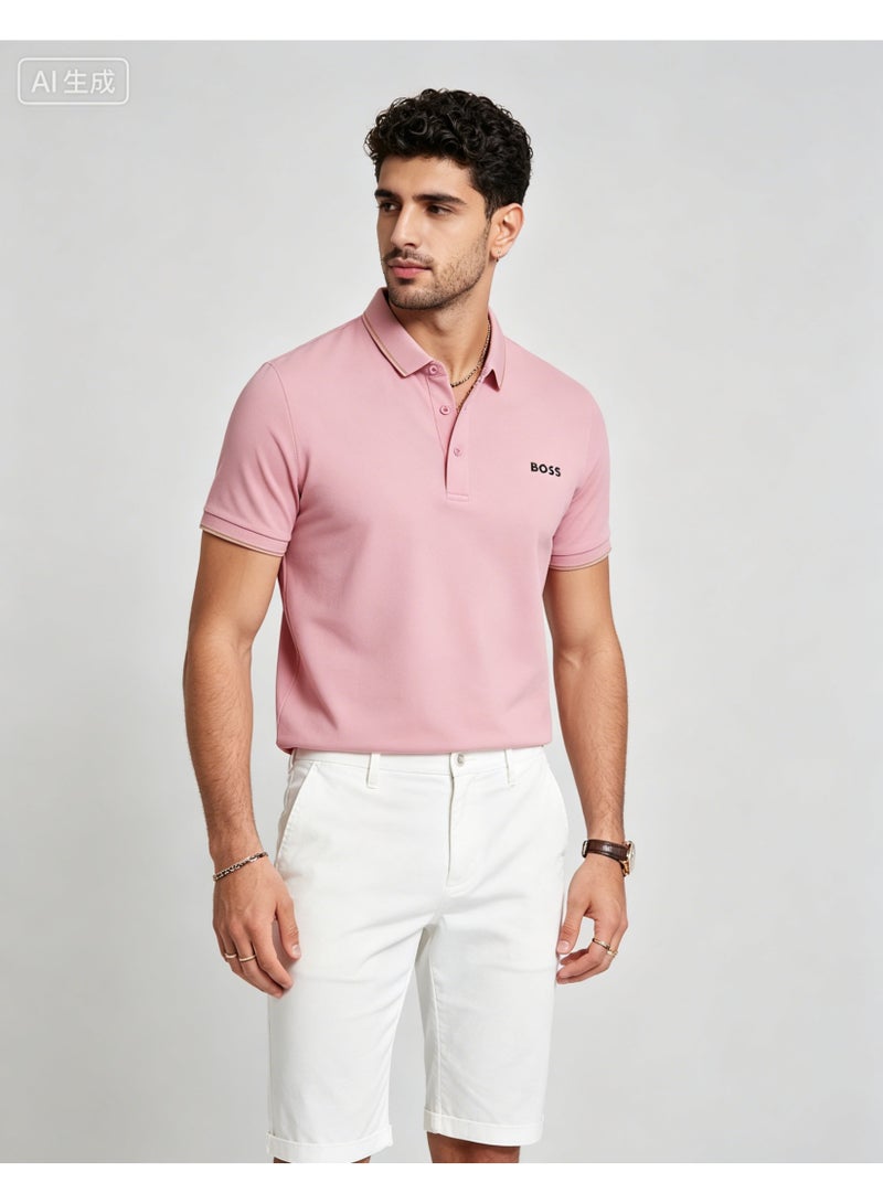 BOSS Men's Slim-Fit Short Sleeve Polo Shirt - Pink - Image 4