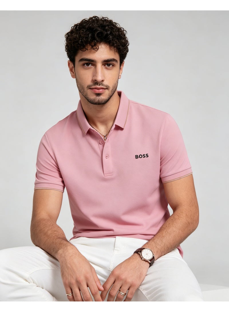 BOSS Men's Slim-Fit Short Sleeve Polo Shirt - Pink - Image 5