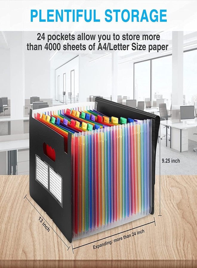 S SMITEX Smitex File Organizer, 24 Pocket Expanding File Folder Organizer Letter Size, Accordion Filing Folders for Documents with Divider Tabs, Office Paper File Storage Organizer - Image 2