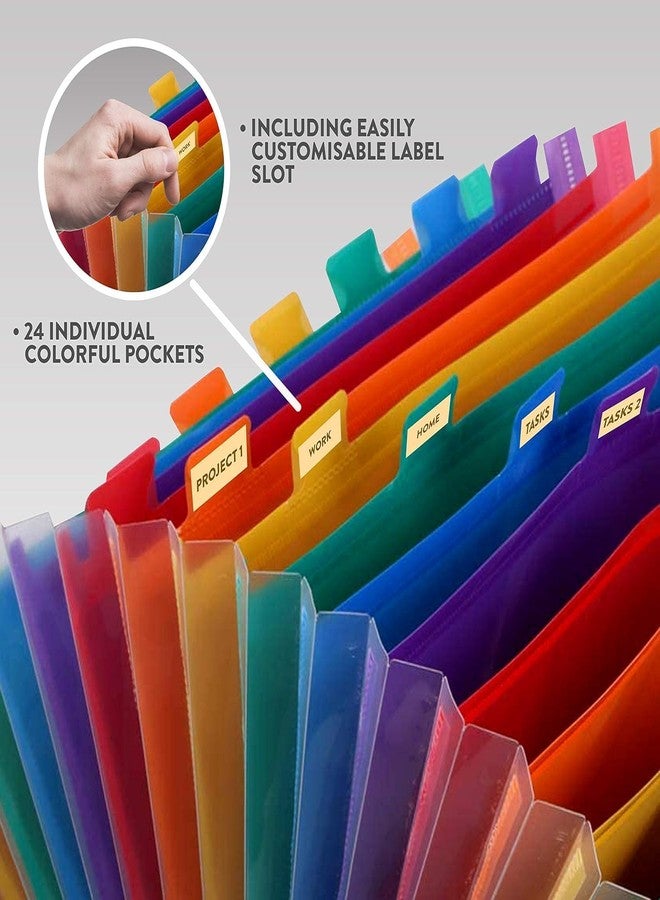S SMITEX Smitex File Organizer, 24 Pocket Expanding File Folder Organizer Letter Size, Accordion Filing Folders for Documents with Divider Tabs, Office Paper File Storage Organizer - Image 4
