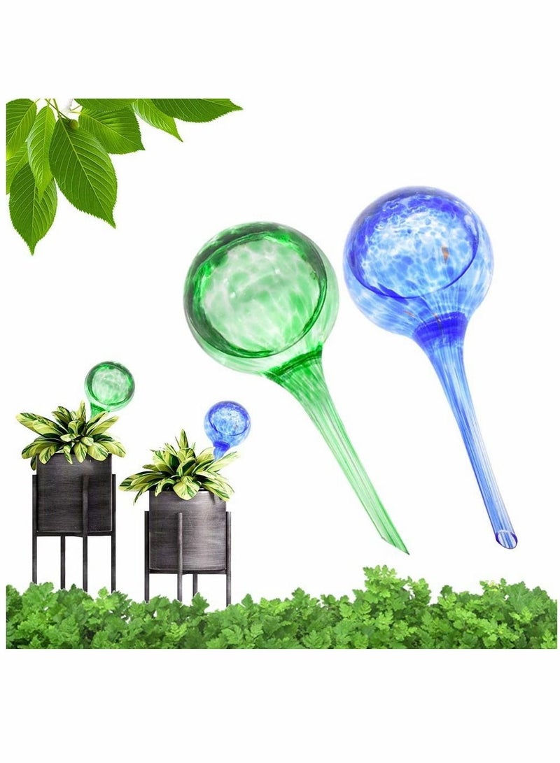 SYOSI Indoor Plant Watering, Globes Automatic Self Water, Bulbs Aqua Water, Globe Irrigation Device Decorative, Hand-Blown Glass (Green + Blue)  - Image 1
