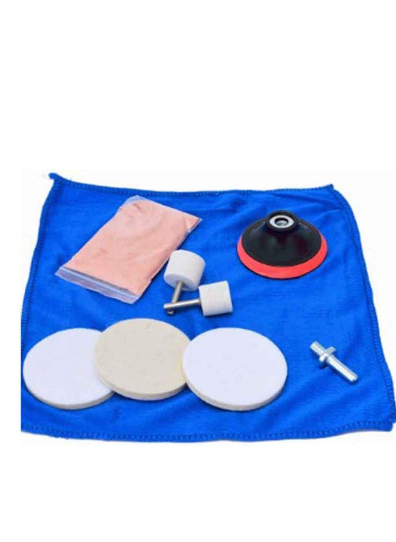 ECVV ECVV Car Glass Polishing Kit, 9 Pcs Scratch Remover Set, Deep Scratch Remover Cerium Oxide Powder Polish Pad Felt Tool, for Windscreen and Glass  - Image 1