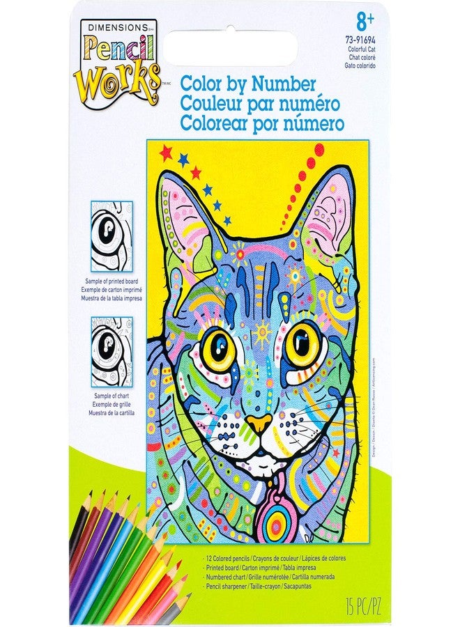 Dimensions Cat, PencilWorks Color by Numbers Kit for Adults and Kids, 9'' x 12' - Image 1