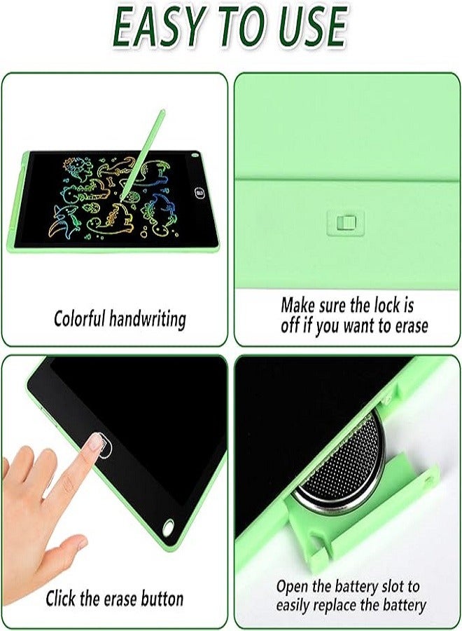 12 Inch LCD Writing Tablet for Kids, Colorful Doodle Board Drawing Pad for Kids, Electronic Drawing Board Erasable & Reusable, LCD Drawing Tablet for Kids  Toddler Toys Gifts - Green - Image 2