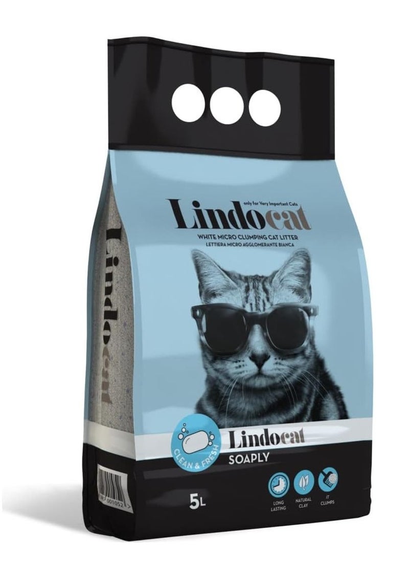 LindoCat - High Performance Absorption And Clumping Cat Litter With Soap Scent 5 Liters - Image 1