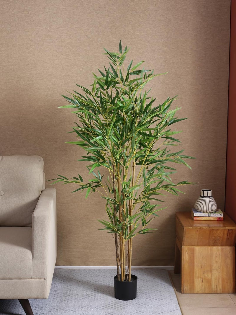 Arickdecor Artificial Green Bamboo Plant for Home DecorOffice DecorGifting Natural Looking Indoor Plant with Pot 150 cm