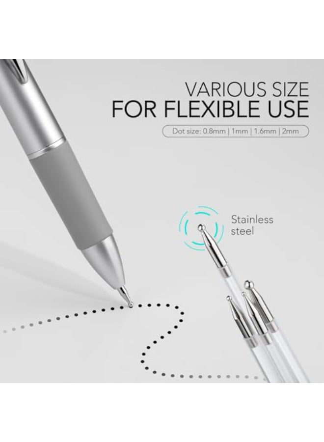 GAOY 4in1 Nail Dotting Pen Manicure Art Tools in Ballpoint Design with Size Marking and Pressing Head Perfect for Painting Sculpting Rhinestones DIY and Salon Silver - Image 3