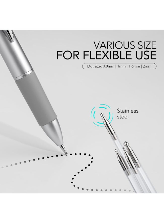GAOY 4in1 Nail Dotting Pen Manicure Art Tools in Ballpoint Design with Size Marking and Pressing Head Perfect for Painting Sculpting Rhinestones DIY and Salon Silver - Image 4