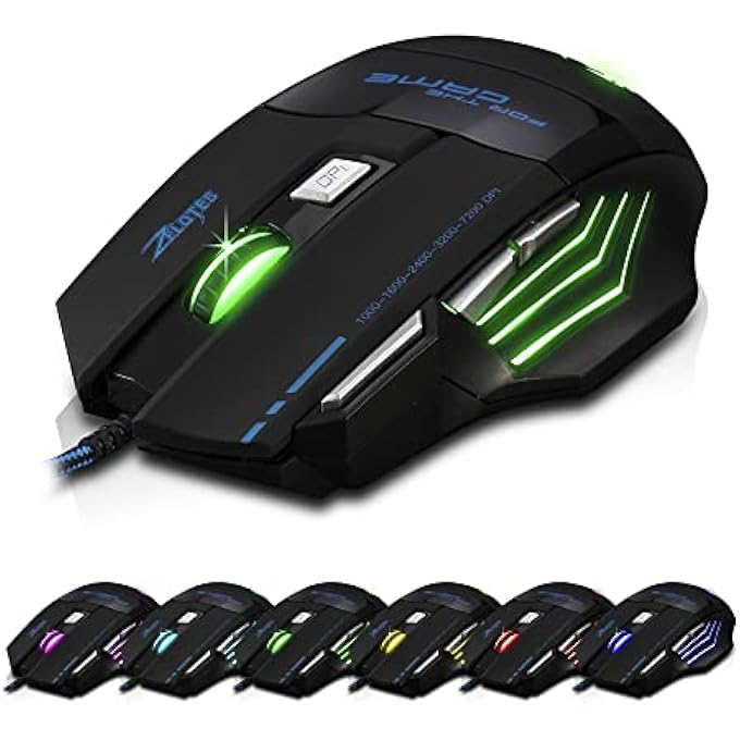 ZELOTES GAMING MOUSE, 7200DPI PC GAMER MOUSE, USB LED MOUSE WIRED, 7 BUTTONS ERGONOMIC MOUSE WITH CABLE, COMPUTER MOUSE FOR PC, MAC - Image 3