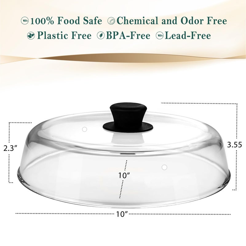 Le'raze 10inch Glass Microwave Splatter Cover for Food - 100% Food Grade BPA & Lead Free - Dishwasher Safe - Cookware & Bakeware Serving Dish Plate Mess Guard Lid with Easy Grip Silicone Handle Knob - Image 4