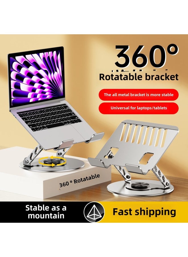 Huashuan All-metal Notebook Tablet PC Special For Strengthening Heat Dissipation Stability Firmly 360 Rotation Increase-Color:Large Cow Notebook Stand-silver - Image 2