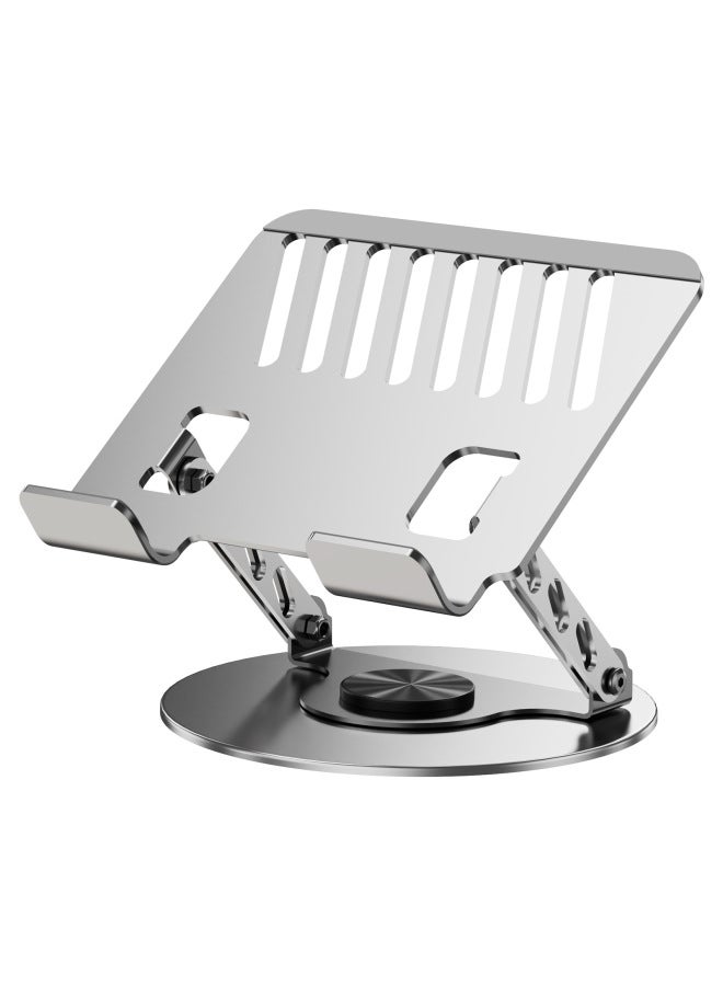 Huashuan All-metal Notebook Tablet PC Special For Strengthening Heat Dissipation Stability Firmly 360 Rotation Increase-Color:Large Cow Notebook Stand-silver - Image 1