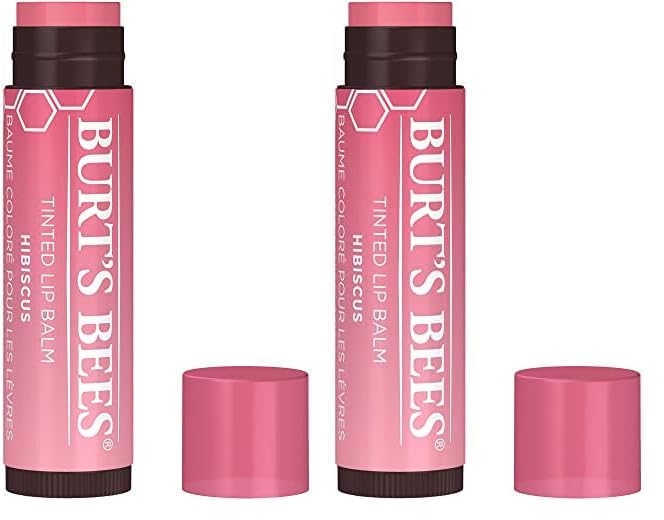 Burt's Bees Burts Bees 100 Natural Tinted Lip Balm Hibiscus with Shea Butter  Botanical Waxes 1 Tube Pack of 2