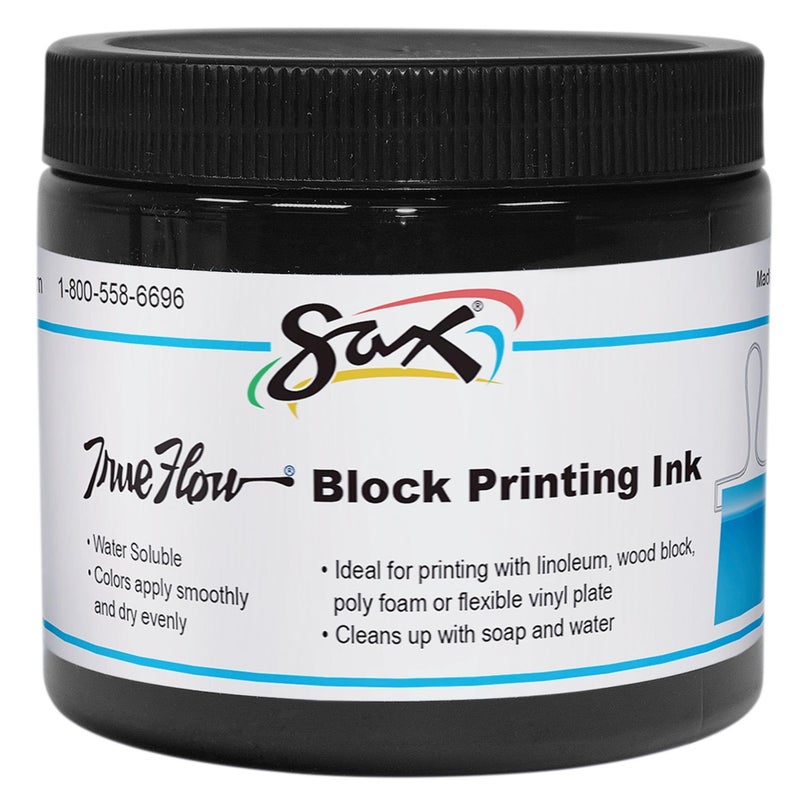 Sax 1299777 True Flow Water Soluble Block Printing Ink 16 Ounces Black