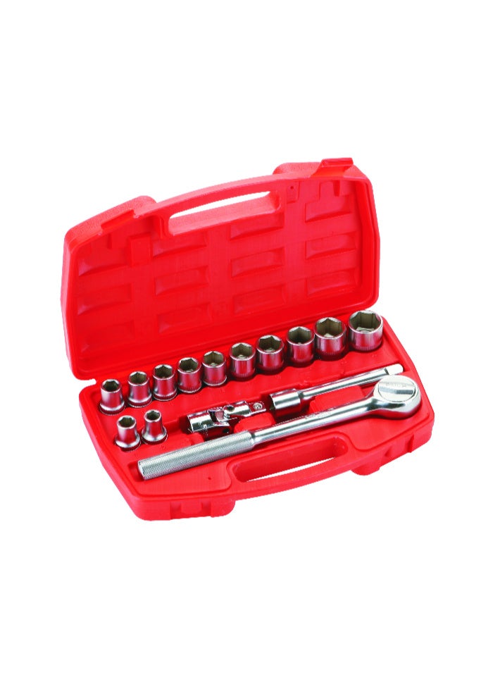 jetechtool مجموعة مفاتيح صدمات جتيك 1/2 بوصة، 15 قطعة، مقياس 10-24 مم، 6 نقاط من فولاذ سبائك كروم فانيوم لإصلاح السيارات، تشمل وصلة عالمية، قضيب تمديد، مقبض رافعة وحافظة تخزين - SK1/2-15S - Image 1