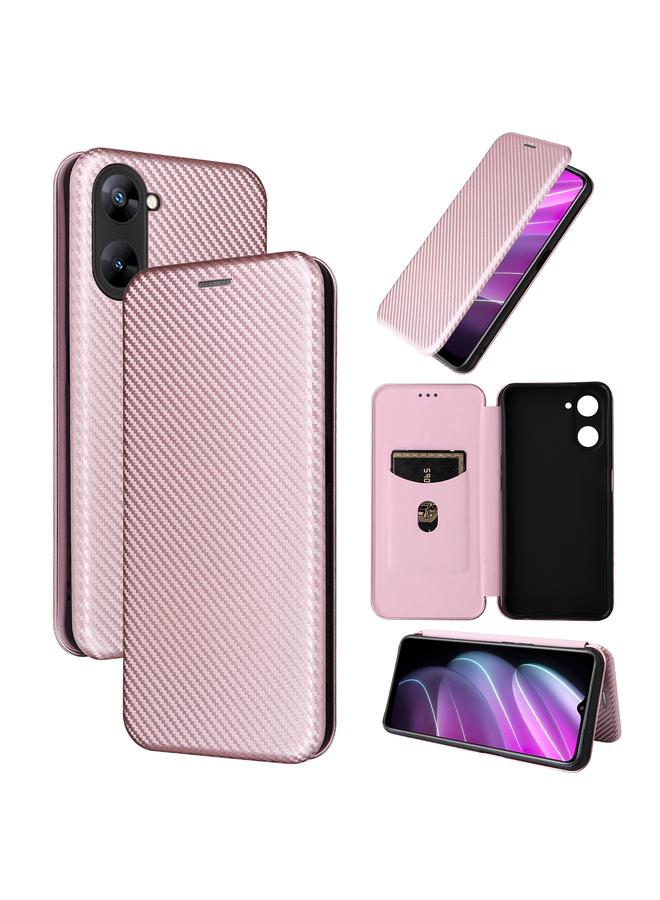 S-TOP Case For Realme V30 / V30T Carbon Fiber Texture Flip Leather Phone Case - Image 1